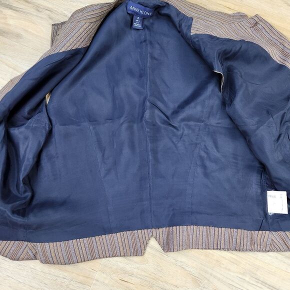 🔹️Vintage Anne Klein II Brown Pinstripe Button Front Sleeveless Vest Size 6 - Picture 3 of 11